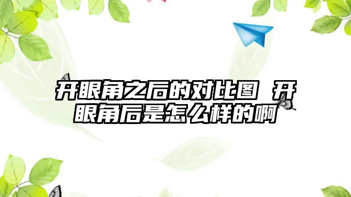 開眼角之后的對(duì)比圖 開眼角后是怎么樣的啊