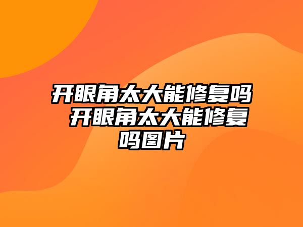 開眼角太大能修復嗎 開眼角太大能修復嗎圖片