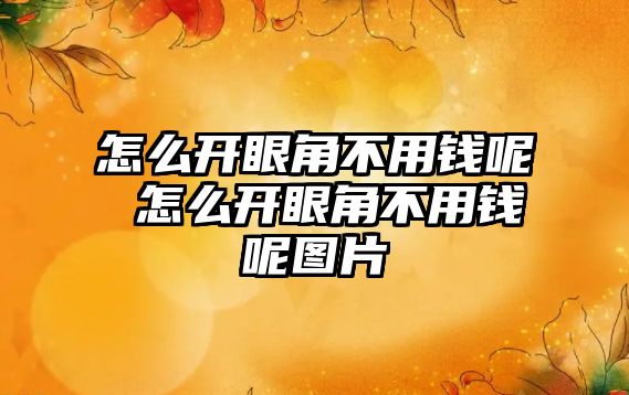 怎么開眼角不用錢呢 怎么開眼角不用錢呢圖片